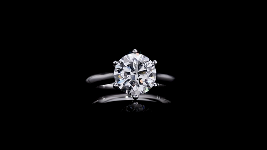 14K Round Brilliant Lab Grown Diamond Ring with 6 Prongs.