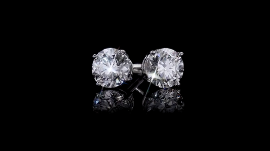 14K Round Brilliant Lab Grown Diamond Stud Earrings.